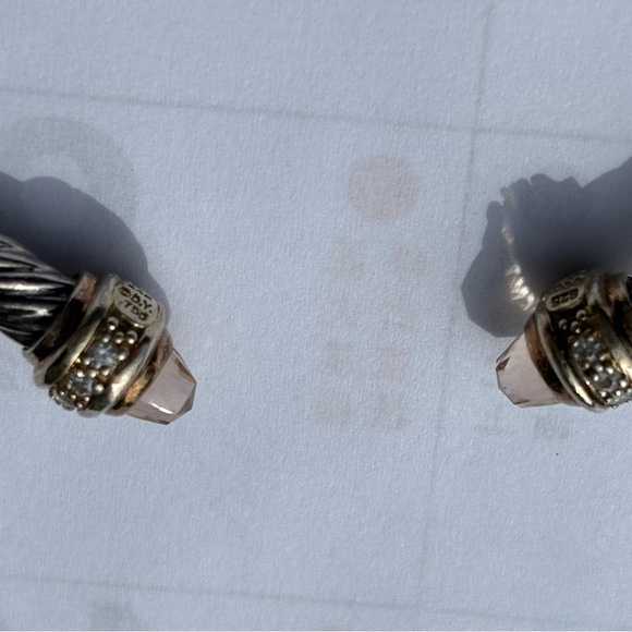 David Yurman sterling silver 5mm cable gold, Morganite with diamond bracelet - Picture 5 of 5